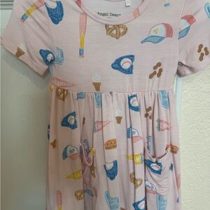 Angel Dear Pink Dress with Sports Print